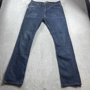 Revtown Sharp Slim Taper Jeans Mens 34x32* Navy Regular Stretch Decade Denim